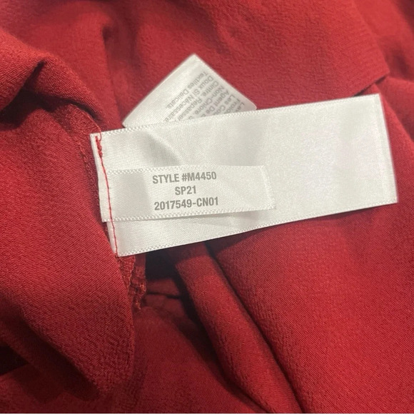 Madewell Maroon Long-Sleeve Button-Front Dress V-Necklin Medium Tomato Girl - Picture 6 of 8